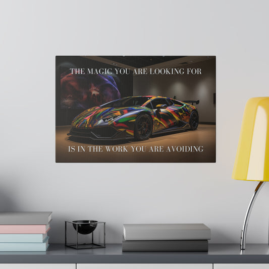 Embrace the Grind: Motivational Canvas Art Quote with Lamborghini
